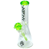 AFM The Icebreaker Beaker Bong Set in Clear with Lime Accents, 12" Tall, 9mm Thick Borosilicate Glass