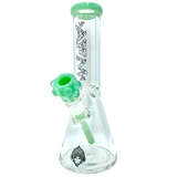 AFM The Icebreaker Beaker Bong in Clear with Mint Accents, 12" Heavy Wall Side View