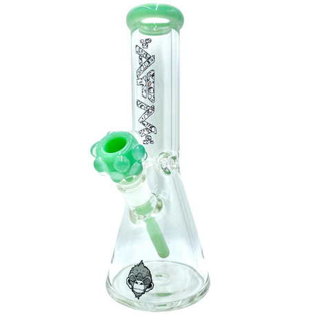 AFM The Icebreaker Beaker Bong in Clear with Mint Accents, 12" Heavy Wall Side View