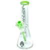 AFM The Icebreaker Beaker Bong Set in Slime Green, 12" Heavy Wall Clear Glass, Front View