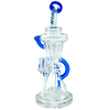 AFM The Looking Glass Recycler - 12" Dab Rig in Blue with 90 Degree Joint and Recycler Percolator, Front View