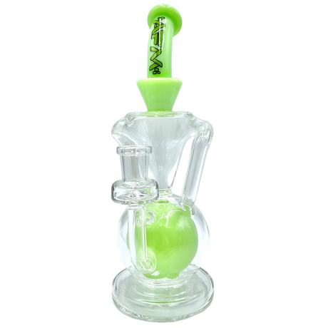 AFM The Magic Ball Recycler Dab Rig in Slime, 9.5" with Borosilicate Glass and Recycler Percolator, Front View