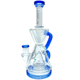 AFM The Magnolia Recycler Dab Rig in Blue, 9" with Recycler Percolator, Front View on White Background