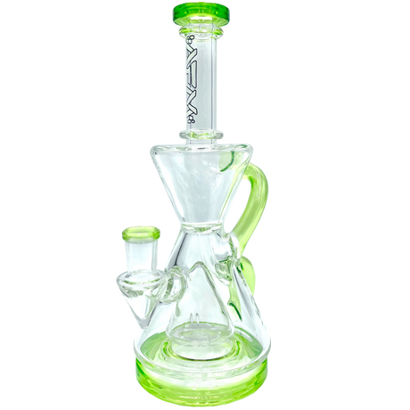 AFM The Magnolia Recycler Dab Rig in Lime Green, 9" with Recycler Percolator - Front View