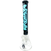 AFM The Neon Lights Beaker - 16" Green Beaker Dab Rig with Clear Glass Base - Front View