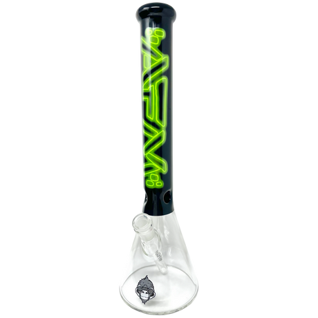 AFM The Neon Lights Beaker in Green - 16" Dab Rig with Clear Glass and Bold Lettering