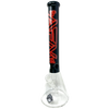 AFM The Neon Lights Beaker in Red - 16" Tall Dab Rig with Clear Glass Base, Front View