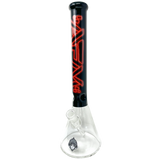 AFM The Neon Lights Beaker in Red - 16" Tall Dab Rig with Clear Glass Base, Front View