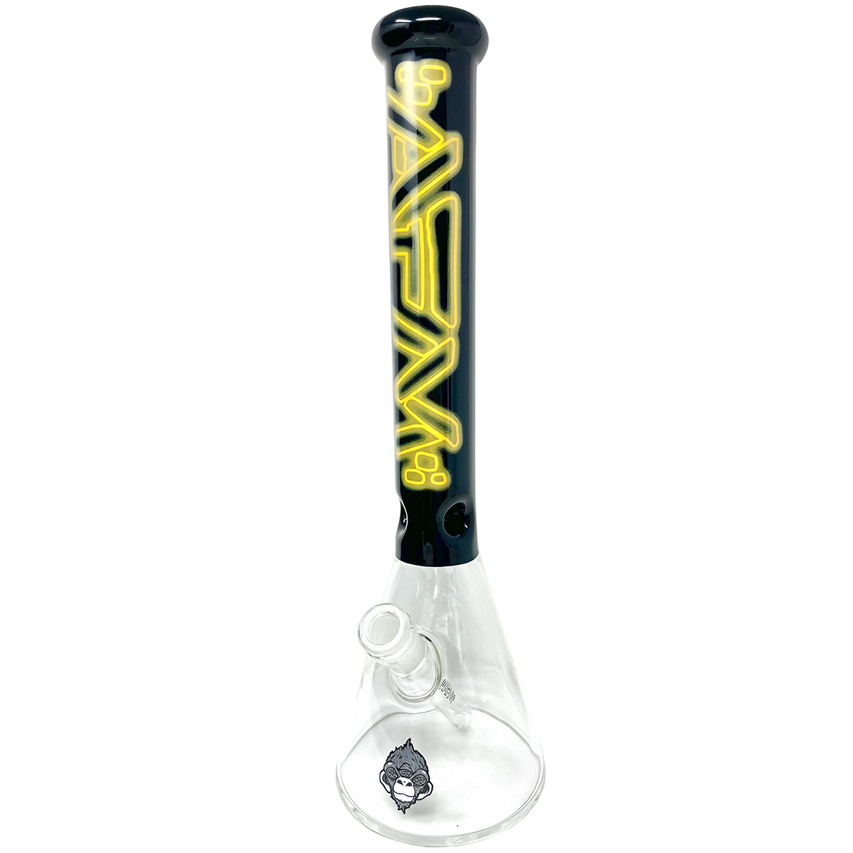 AFM The Neon Lights Beaker in Yellow - 16" Glass Dab Rig with Beaker Design, Front View