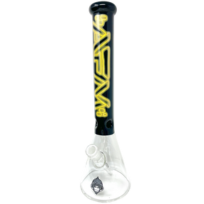 AFM The Neon Lights Beaker in Yellow - 16" Glass Dab Rig with Beaker Design, Front View