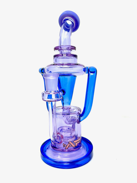 AFM The Palermo 10" Recycler Dab Rig with Banger, Borosilicate Glass, Blue Accents, Front View