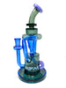 AFM The Palermo Recycler + Banger in blue and green - 10" Borosilicate Glass Dab Rig front view
