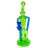 AFM The Poppy Recycler 9" Dab Rig in Lime/Blue with Hole Diffuser and Sturdy Base - Front View