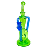 AFM The Poppy Recycler 9" Dab Rig in Lime/Blue with Hole Diffuser and Sturdy Base - Front View