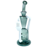 AFM The Poppy Recycler Dab Rig in Smokey/White, 9" with Hole Diffuser Percolator, Front View