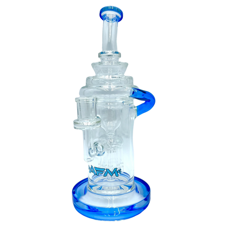 AFM The Power Station Recycler Dab Rig with blue accents, 10" height, and tree percolator, front view
