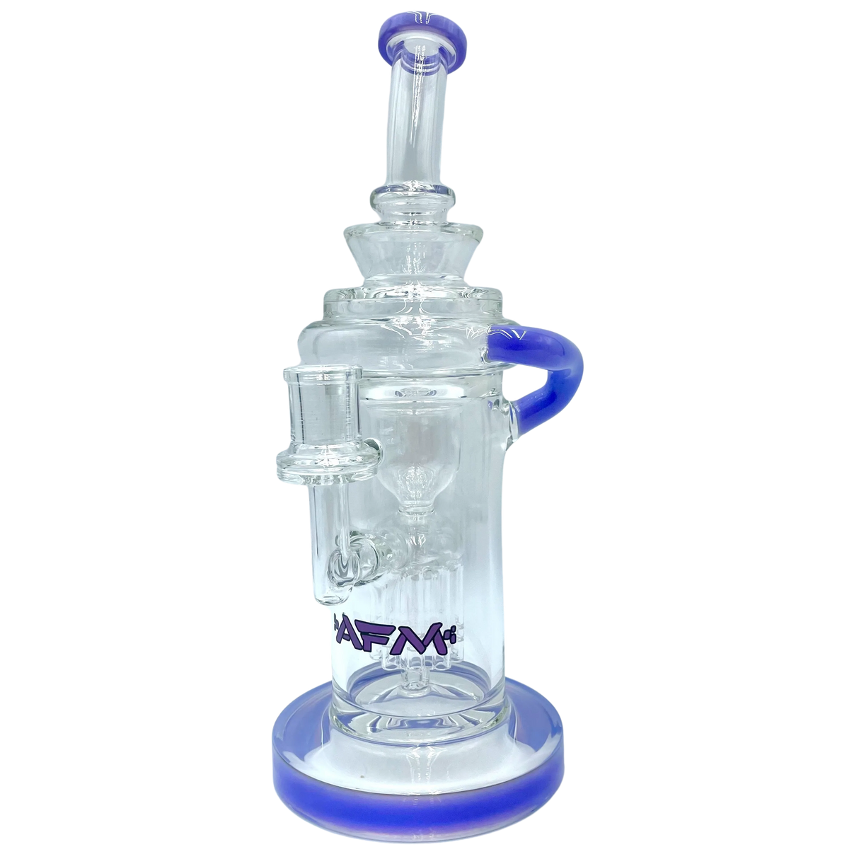 AFM The Power Station Recycler Dab Rig, 10" with Tree Percolator, Purple Accents, Front View