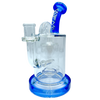 AFM The Pump Recycler 8" Dab Rig with Blue Accents and In-Line Percolator, Front View