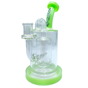 AFM The Pump Recycler Dab Rig in Slime, 8" with In-Line Percolator, Front View on White Background