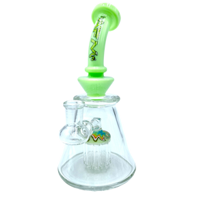 AFM The Reversal 8 Arm Rig in Slime variant, 8" tall with a clear beaker base and percolator, front view
