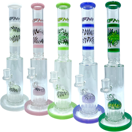 AFM The Reversal Arm Straight Bongs in various colors with percolator and 14" height