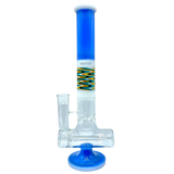 AFM The Reversal Inline 17" Bong with Blue and White Design, In-Line Percolator, Front View