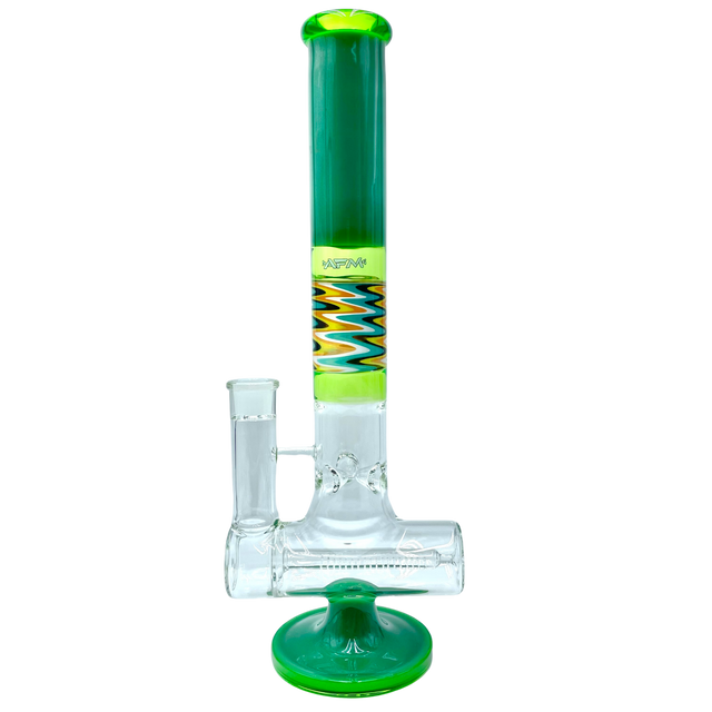 AFM The Reversal Inline 17" Bong with In-Line Percolator, Lime/Green Borosilicate Glass, Front View