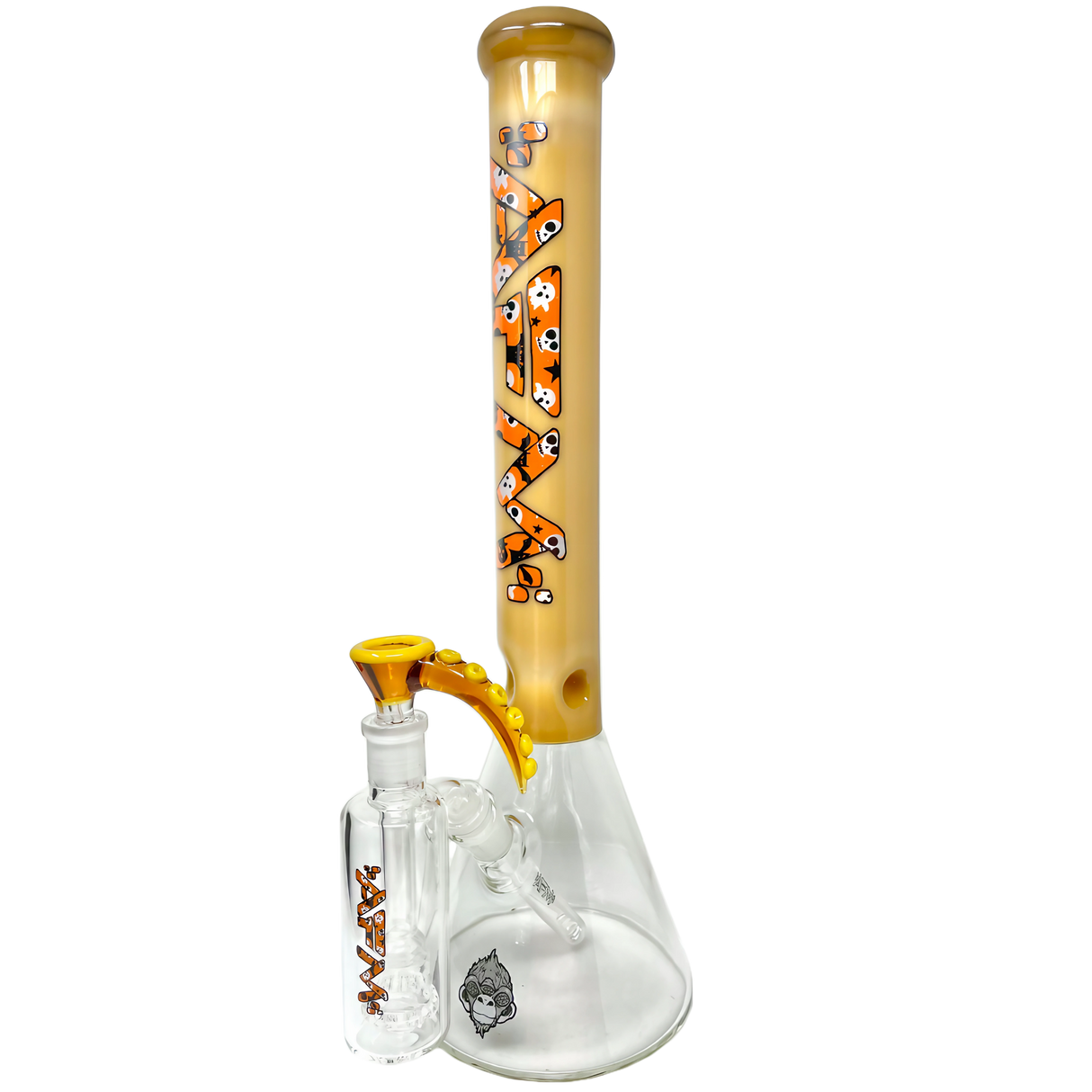 AFM The Spooky Beaker Set, 18" Clear Borosilicate Glass Bong, Front View with Fun Novelty Design