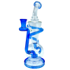 AFM The Swirly Wiry Recycler Dab Rig in Blue - 10.5" with Showerhead Percolator, Front View