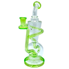 AFM The Swirly Wiry Recycler 10.5" in Lime - Borosilicate Glass Dab Rig with Showerhead Percolator
