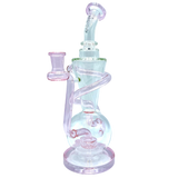 AFM The Swirly Wiry Recycler Dab Rig in Pink, 10.5" with Showerhead Percolator - Front View