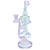 AFM The Swirly Wiry Recycler Dab Rig in Pink, 10.5" with Showerhead Percolator - Front View
