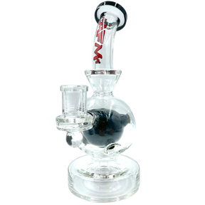 AFM The Swiss Ball Rig - 8" in Black - Front View, Borosilicate Glass Dab Rig with Bubble Design, USA Made