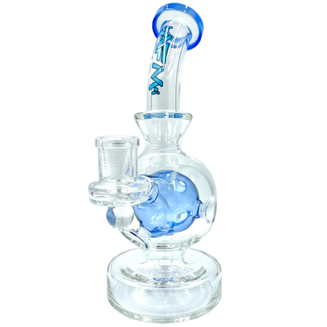AFM The Swiss Ball Rig in Blue - 8" Borosilicate Glass Dab Rig with Bubble Design - Front View