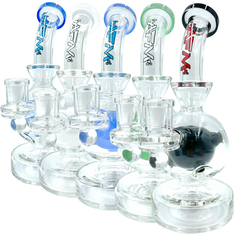 AFM Swiss Ball Rig collection, 8" borosilicate glass dab rigs with bubble design, USA made