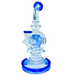 AFM The Swiss Shower-head Rig in Blue - 9" Glass Dab Rig with UFO Percolator, Front View