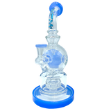 AFM The Swiss Shower-head Rig - 9" in Jade Blue with Glass on Glass Joint and UFO Percolator - Front View