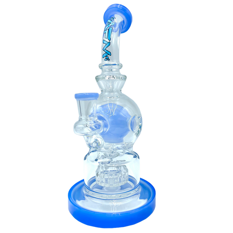 AFM The Swiss Shower-head Rig - 9" in Jade Blue with Glass on Glass Joint and UFO Percolator - Front View