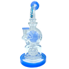 AFM The Swiss Shower-head Rig - 9" in Jade Blue with Glass on Glass Joint and UFO Percolator - Front View