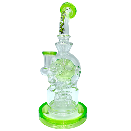AFM The Swiss Showerhead Rig in Lime - 9" Glass Dab Rig with UFO Percolator, Front View
