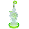 AFM The Swiss Showerhead Rig in Lime - 9" Glass Dab Rig with UFO Percolator, Front View