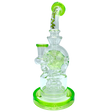 AFM The Swiss Showerhead Rig in Lime - 9" Glass Dab Rig with UFO Percolator, Front View