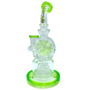 AFM The Swiss Showerhead Rig in Lime - 9" Glass Dab Rig with UFO Percolator, Front View