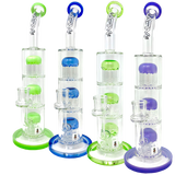 AFM The Third Arm 11.5" bongs with tree percolator, glass on glass joint, in green, blue, and purple variants