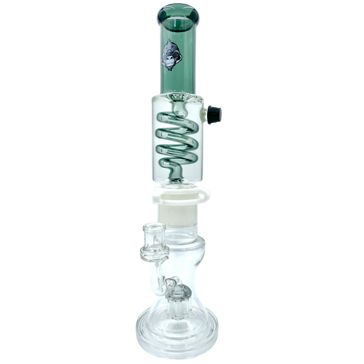 AFM The Tree Perc Head Freezable Coil Bong in Black - 14" with Clear Glass and Spiral Neck