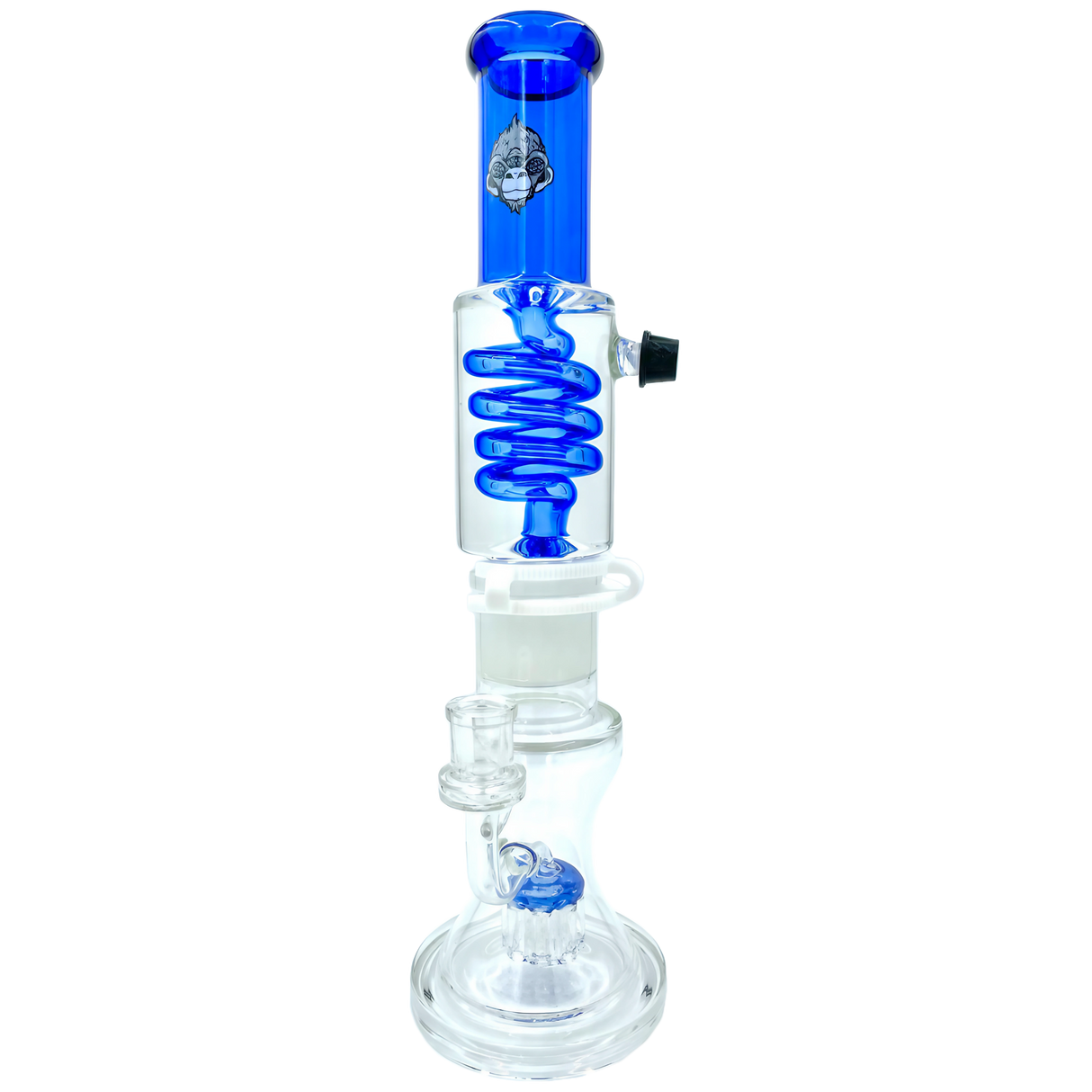 AFM Tree Perc Head Freezable Coil Bong in Blue - 14" with Tree Percolator, Front View