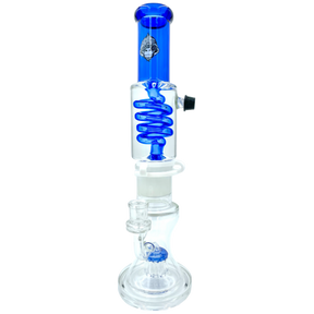 AFM Tree Perc Head Freezable Coil Bong in Blue - 14" with Tree Percolator, Front View