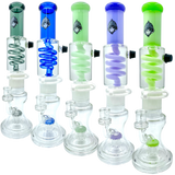 AFM Tree Perc Head Freezable Coil Bongs in various colors, 14" tall with clear straight design
