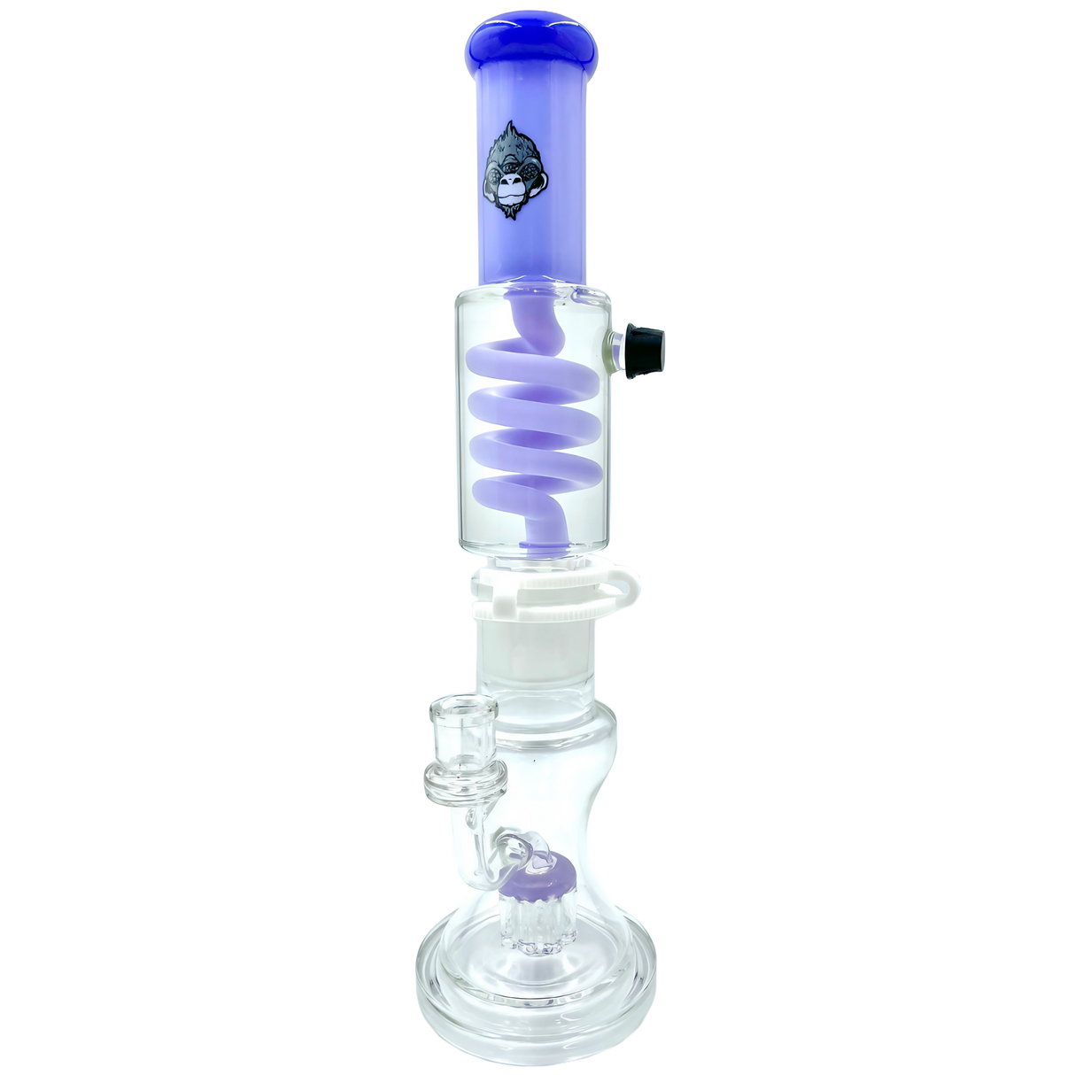 AFM Tree Perc Head Freezable Coil Bong in Purple - 14" with Clear Glass Base and Tree Percolator
