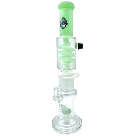 AFM Tree Perc Head Freezable Coil Bong in Sea Foam, 14" Tall, Straight Design with Clear Glass